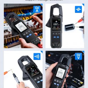 FNIRSI DMC-100 Multímetro de Pinza Digital de 9999 Contajes TRMS, Medidor de Amperaje Recargable con Registro de Curva de 600A, Mide NCV, Voltaje y Corriente AC/DC, Continuidad, Capacitancia, Diodo