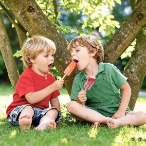 Homemade Popsicle Molds, 10-Cav Non-BPA Silicone Ice Pop Maker, with 100 Sticks, 100 Bags, 10 Reusable Sticks, Funnel, Brush (RED)