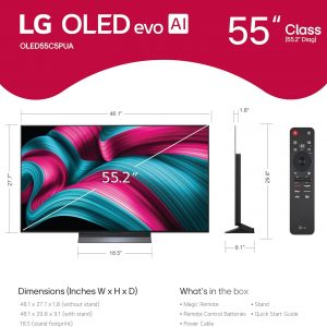 LG 55-Inch Class OLED evo AI 4K C5 Series Smart TV w/Dolby Atmos, Dolby Vision, HDR10, AI Super Upscaling 4K, Filmmaker Mode, Wow Orchestra, Alexa Built-in (OLED55C5PUA, 2025)