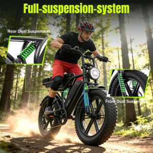 TST - Bicicleta eléctrica para adultos, 1500 W, pico de 20 pulgadas, neumático grueso, bicicleta eléctrica todoterreno de 60/130 millas, bicicleta eléctrica de cross – 48 V 15/30 AH batería probada