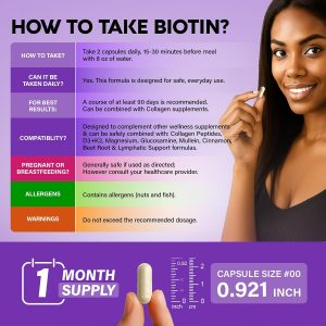 Biotin, Collagen, Hyaluronic Acid & Keratin - Hair Growth Support - 60 Caps | Hair, Skin & Nails Vitamins - Clinically Tested Supplement for Men & Women - 25000mcg Vitamins B1, B2, B3, B6 & B7