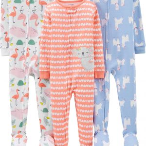 Simple Joys by Carter's Girls 3-pack Snug Fit Footed Cotton Pajamas