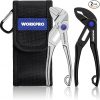 WORKPRO 2-Piece Mini Pliers Set, 4-Inch Water Pump Pliers & Pliers Wrench | Alloy Steel, Anti-Rust Coating, Quick Adjustment, Mini Groove Joint Plier & Smooth Jaw Plier, Pocket Size, Every-Day Carry