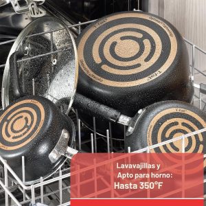 T-fal Signature - Juego de utensilios de cocina antiadherentes de 12 piezas, apto para horno y parrilla hasta 350°F, ollas y sartenes, juego de cocina con sartenes, cacerolas, sartén para saltear