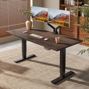 FLEXISPOT E6 MAX - Escritorio de pie de bambú de 55 x 28 pulgadas, con motor dual de 3 etapas, capacidad de peso de 330 libras, escritorio de altura ajustable con gestión de cables y ruedas