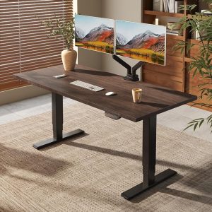FLEXISPOT E6 MAX - Escritorio de pie de bambú de 60 x 30 pulgadas, con motor dual de 3 etapas, capacidad de peso de 330 libras, escritorio de altura ajustable con gestión de cables y ruedas