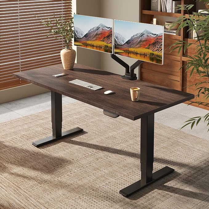 FLEXISPOT E6 MAX - Escritorio de pie de bambú de 55 x 28 pulgadas, con motor dual de 3 etapas, capacidad de peso de 330 libras, escritorio de altura ajustable con gestión de cables y ruedas