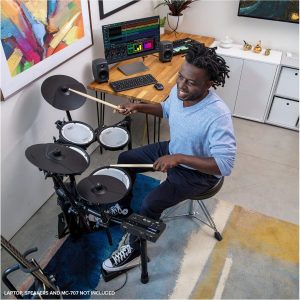 Kit de batería electrónica Roland TD-07KV en V – Legendario kit de doble capa de todos los cabezales de malla con una expresión y jugabilidad superiores – Audio y MIDI Bluetooth – USB para grabar