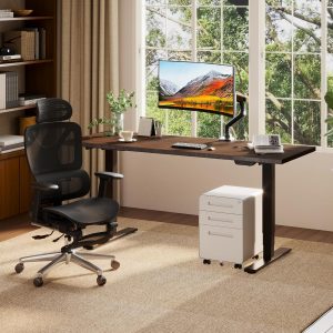 FLEXISPOT E6 MAX - Escritorio de pie de bambú de 60 x 30 pulgadas, con motor dual de 3 etapas, capacidad de peso de 330 libras, escritorio de altura ajustable con gestión de cables y ruedas