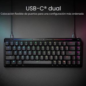 ASUS ROG Falchion Ace HFX Hall Effect Gaming Keyboard – 65% TKL, Dual USB-C, Magnetic Switches, Rapid Trigger, Speed Tap, 8000 Hz Polling, Touch Panel, Portable, Protective Cover, PBT Keycaps - Black