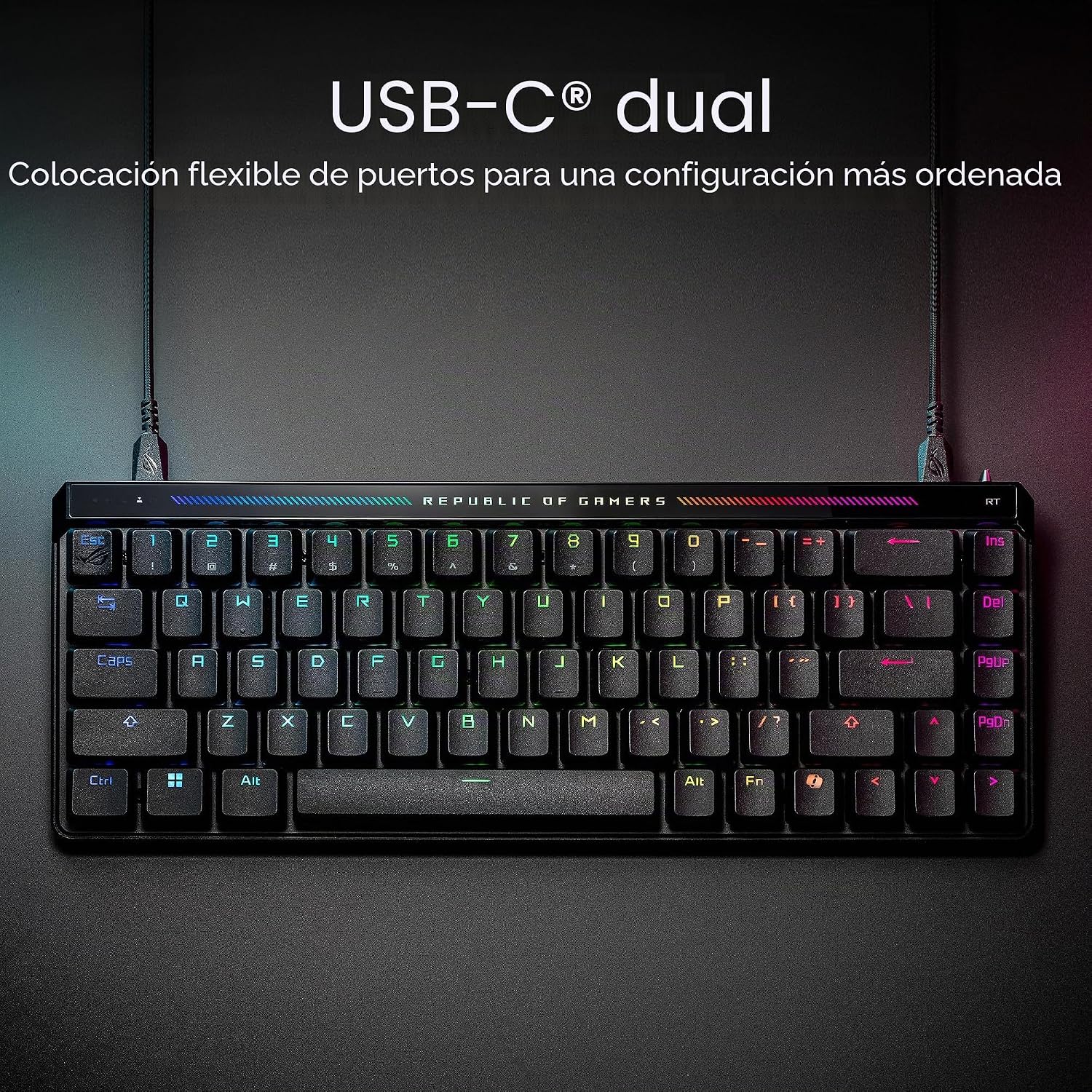 ASUS ROG Falchion Ace HFX Hall Effect Gaming Keyboard – 65% TKL, Dual USB-C, Magnetic Switches, Rapid Trigger, Speed Tap, 8000 Hz Polling, Touch Panel, Portable, Protective Cover, PBT Keycaps - Black