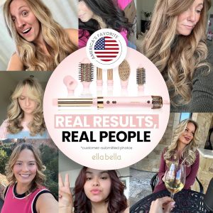ELLA BELLA® 6 in 1 Professional Hot Air Styler • Powerful Hair Dryer & Straightener Set • Styling Without Heat Damage • Fast Drying Curling Volumizing Straightening • Includes Protective Travel Case