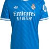 adidas Real Madrid 25/26 Men's Third Jersey (US, Alpha, Medium, Regular, Regular, Blue Bird)