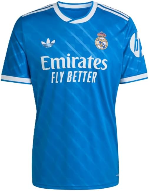 adidas Real Madrid 25/26 Men's Third Jersey (US, Alpha, Medium, Regular, Regular, Blue Bird)
