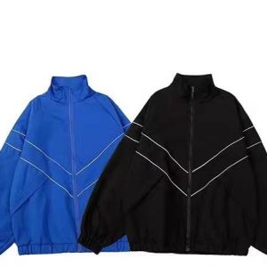 Pbkabiug Chaquetas vintage para mujer, estilo hip hop, retazos, cortavientos, unisex, ropa de calle, chaquetas de bombardero