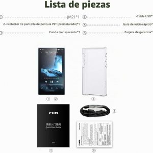 JadeAudio/FiiO JM21 Reproductor de música Hi-Res Android 13 MP3 con Snapdragon 680, Bluetooth WiFi USB DAC tiempo de reproducción de 12.5H (Negro)