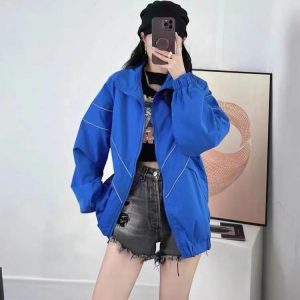 Pbkabiug Chaquetas vintage para mujer, estilo hip hop, retazos, cortavientos, unisex, ropa de calle, chaquetas de bombardero