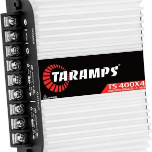 Taramps TS 400x4 400 watts RMS 4 Channels Full Range Car Audio Amplifier, 2 Bridged Channels, RCA Input Class D, Output Power, Multichannel Amplifier System, Small - TS400X4 | Bridgeable outputs, built-in HPF/LPF crossovers and RCA inputs provide flexible system design and precise sound tuning.