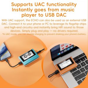 FiiO Echo 4G Hi-Res Digital Audio Player, Dual DAC Bluetooth Music Player, 4.4mm Balanced Output, Color Screen, Portable DAP (Black 4G)