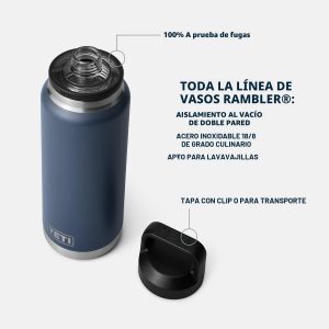 YETI Rambler - Botella de 36 onzas, aislada al vacío, a prueba de fugas, de acero inoxidable con tapón para sorbos | Aislamiento al vacío
