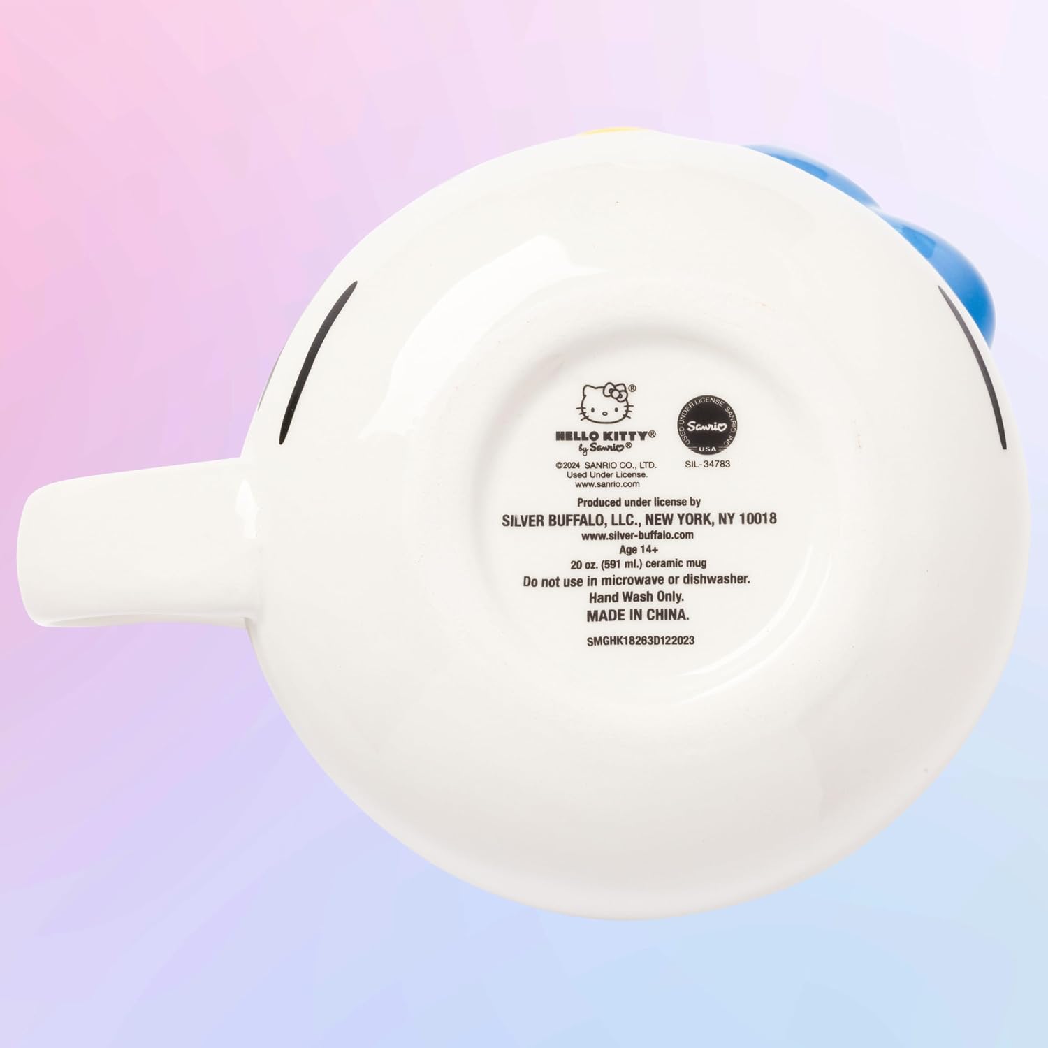 Silver Buffalo Sanrio Hello Kitty Blue Bow, 3D Sculpted Mug, 20oz | Ceramic, 0.59 Liters