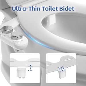 Accesorio de bidé para inodoro, bidé de boquillas retráctiles dobles autolimpiantes, presión de agua ajustable no eléctrica para lavado higiénico trasero y femenino, fácil instalación ultradelgado