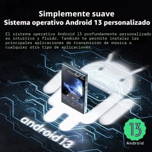 JadeAudio/FiiO JM21 Reproductor de música Hi-Res Android 13 MP3 con Snapdragon 680, Bluetooth WiFi USB DAC tiempo de reproducción de 12.5H (Negro)
