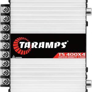 Taramps TS 400x4 400 watts RMS 4 Channels Full Range Car Audio Amplifier, 2 Bridged Channels, RCA Input Class D, Output Power, Multichannel Amplifier System, Small - TS400X4 | Bridgeable outputs, built-in HPF/LPF crossovers and RCA inputs provide flexible system design and precise sound tuning.