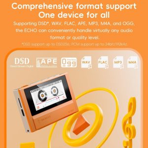 FiiO Echo 4G Hi-Res Digital Audio Player, Dual DAC Bluetooth Music Player, 4.4mm Balanced Output, Color Screen, Portable DAP (Black 4G)