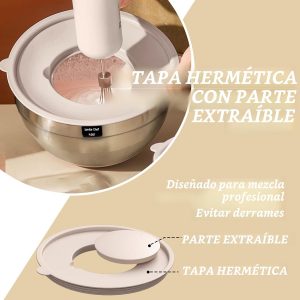 Juego de tazones para mezclar con tapas herméticas, 26 piezas de tazones de acero inoxidable caqui con accesorios para rallador, fondos antideslizantes y juego de utensilios de cocina, tamaños 7, 4