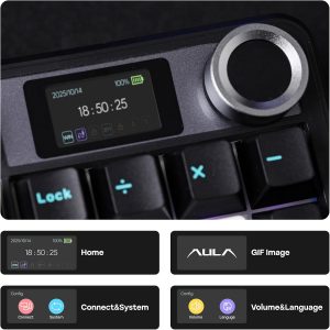 EPOMAKER X Aula F108 PRO - Teclado inalámbrico para juegos con pantalla, batería de 8000 mAh, 104 teclas y perilla intercambiables en caliente y programables, retroiluminación RGB, para Mac/PC/Android