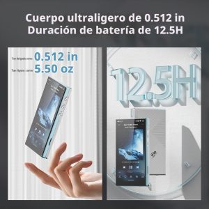 JadeAudio/FiiO JM21 Reproductor de música Hi-Res Android 13 MP3 con Snapdragon 680, Bluetooth WiFi USB DAC tiempo de reproducción de 12.5H (Negro)