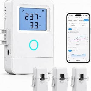 WiFi Home Energy Monitor with 3 80A CT Clamps, Circuit-Level Monitoring, Real-Time Electricity Usage Monitor, Smart Life/Tuya App, Voltage Current Power Tracking for Home, Solar, HVAC, Water Heater