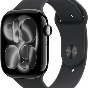 Apple Reloj Serie 11 [GPS + celular, 1.654 in] Caja de aluminio negro azabache con correa deportiva negra, S/M (renovado)