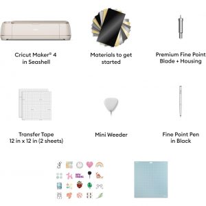 Cricut Maker 4 - Smart Cutting Machine (Seashell) | Digital Content Bundle | Includes 30 images in Design Space App
