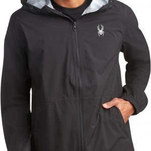 Spyder Mens Rain Jacket - Waterproof Lightweight Hooded Windbreaker | Weatherproof Outerwear, Packable Everyday Layer for Hiking, Travel, Commutes, Errands, and Cool-Weather Days