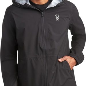 Spyder Mens Rain Jacket - Waterproof Lightweight Hooded Windbreaker | Weatherproof Outerwear, Packable Everyday Layer for Hiking, Travel, Commutes, Errands, and Cool-Weather Days