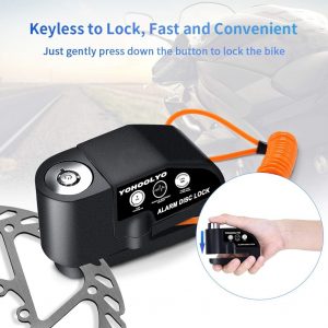 Alarm Disc Lock Motorcycle Disc Brake Lock Anti-Theft Waterproof 110 dB 7mm Pin 5ft Reminder Cable for Motorcycles Bike Scooter Carry Pouch (Black) | Anti-Theft Waterproof 110 dB 7mm Pin 5ft Reminder Cable for Motorcycles Bike Scooter Carry Pouch (Black)