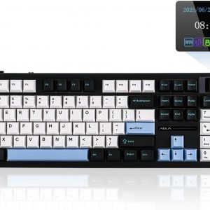 EPOMAKER X Aula F108 PRO - Teclado inalámbrico para juegos con pantalla, batería de 8000 mAh, 104 teclas y perilla intercambiables en caliente y programables, retroiluminación RGB, para Mac/PC/Android