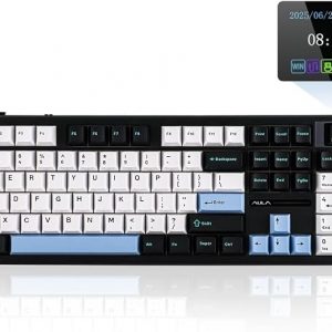 EPOMAKER X Aula F108 PRO - Teclado inalámbrico para juegos con pantalla, batería de 8000 mAh, 104 teclas y perilla intercambiables en caliente y programables, retroiluminación RGB, para Mac/PC/Android