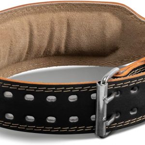 Harbinger Cinturón de levantamiento de pesas contorneado de cuero acolchado – 4 o 6 pulgadas de ancho – Forro interior de gamuza y amortiguación de espuma – Hebilla de rodillo de acero de doble punta