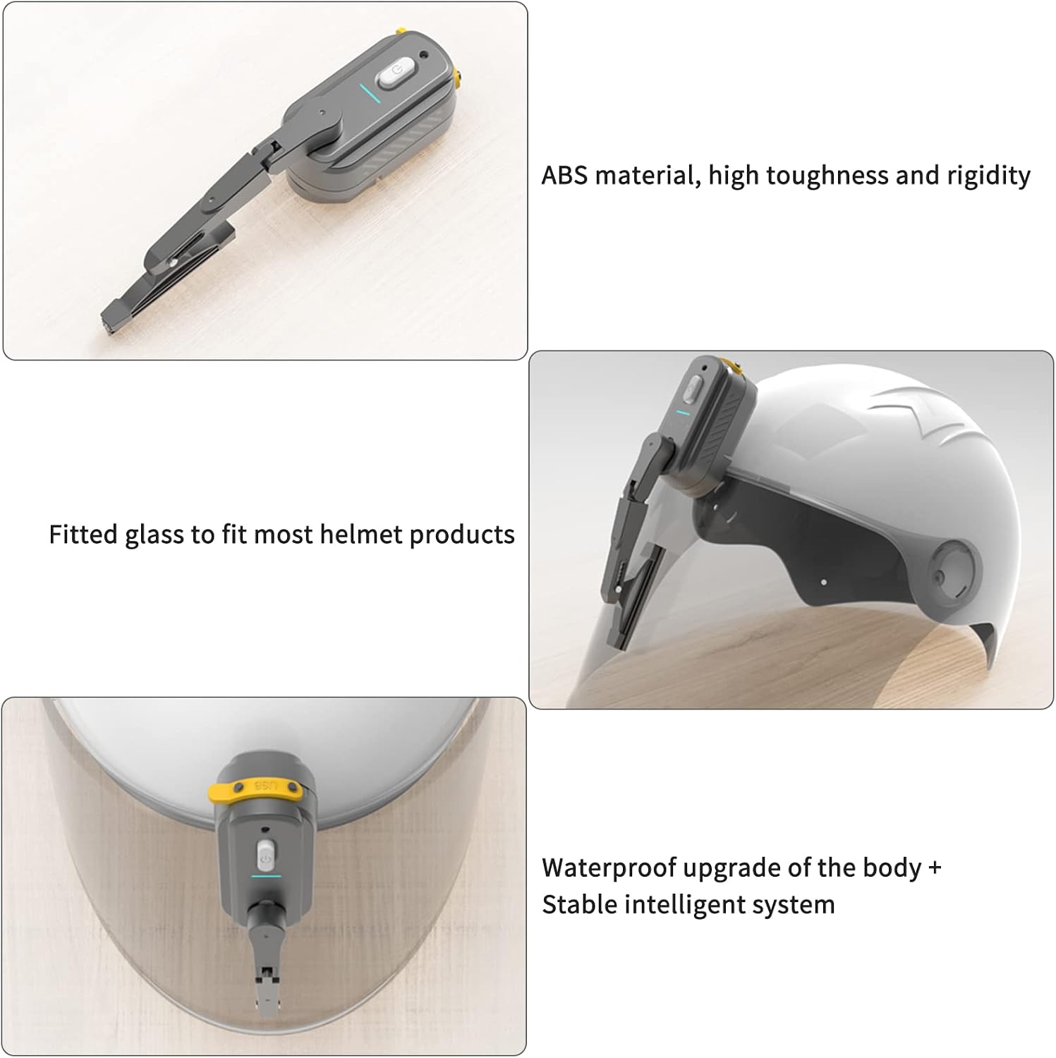 Rechargeable Motorcycle Helmet Wiper Universal Waterproof Helmet Windshield Wiper Compatible with Most Visor 1200 mAh, Black | Universal Waterproof, Compatible with Most Visor, 1200 mAh, Windshield Wiper