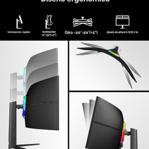 KTC Monitor curvo para juegos ultraancho de 49 pulgadas, monitor de computadora 5K2K 5120x1440 DQHD, 180Hz, 32:9, HDR 400, puerto HDMI DP tipo C de 90 W, KVM incorporado, altavoces, sincronización adaptativa, ajuste de altura giratoria de inclinación, H49S66