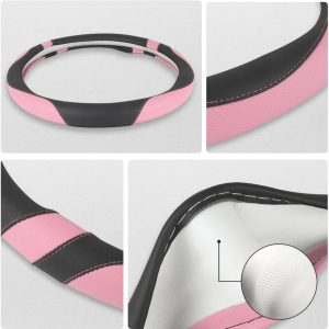 West Llama Customized Auto Car Steering Wheel Cover for Toyota Rav4 Corolla Camry Highlander (Black+Pink-Standard Size)