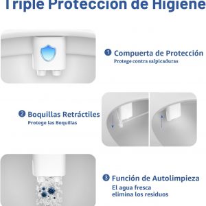 Accesorio de bidé para inodoro, bidé de boquillas retráctiles dobles autolimpiantes, presión de agua ajustable no eléctrica para lavado higiénico trasero y femenino, fácil instalación ultradelgado