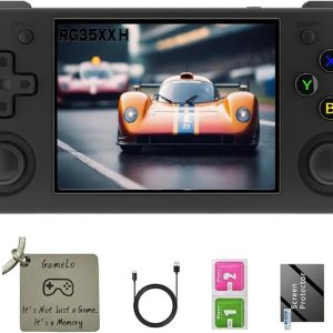 RG35XX H, Consola de juegos portátil retro Anbernic con tarjeta de 64GTF, diseño de joystick dual, pantalla HD de 3.5 pulgadas, batería de alta capacidad que dura hasta 8 horas para una mejor