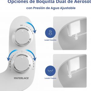 Accesorio de bidé para inodoro, bidé de boquillas retráctiles dobles autolimpiantes, presión de agua ajustable no eléctrica para lavado higiénico trasero y femenino, fácil instalación ultradelgado