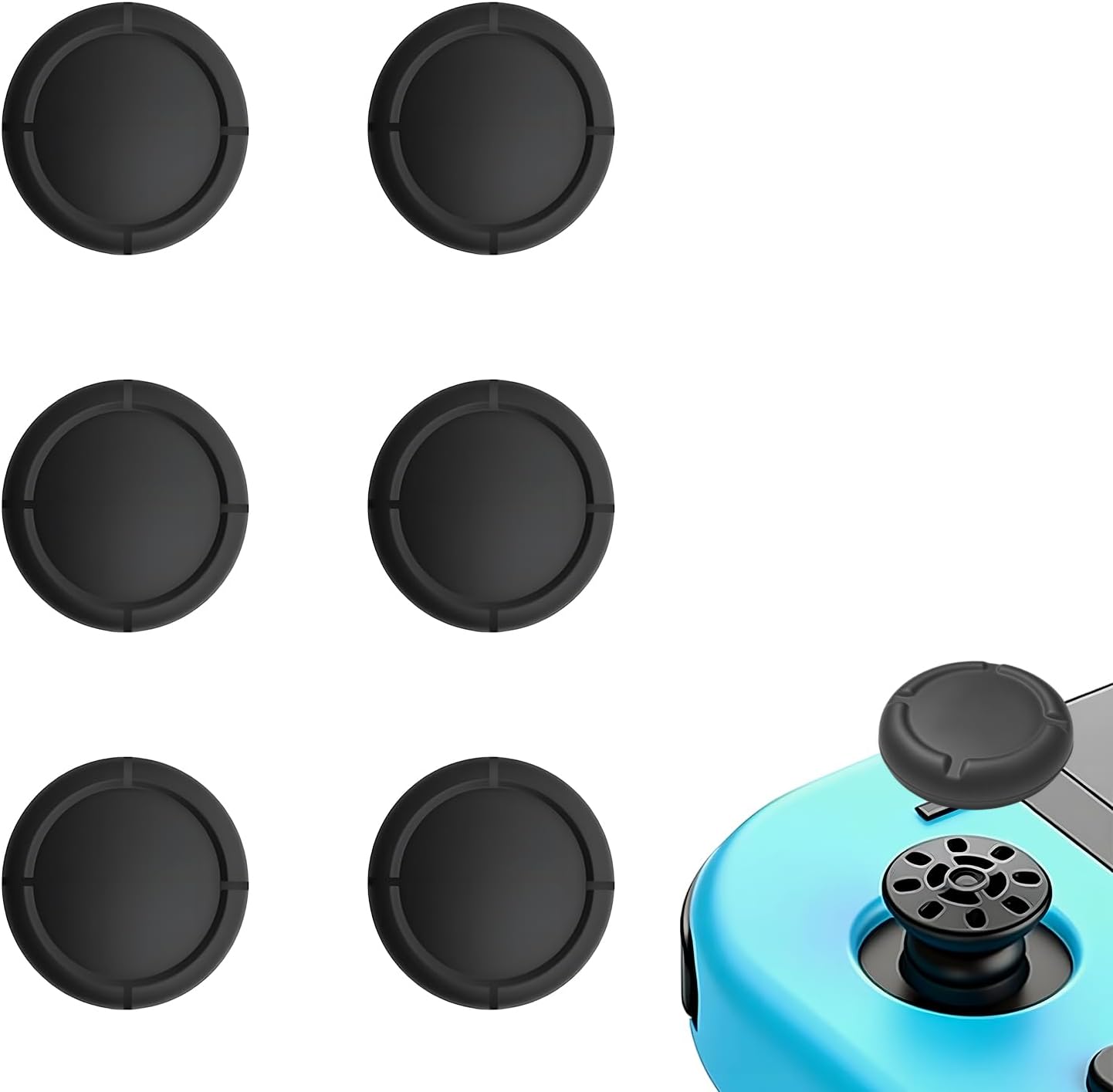 6Pcs Silicone Analog Stick Covers for Nintendo Switch, OLED, Joy-con Controller Thumb Grips, Joystick Replacement Caps
