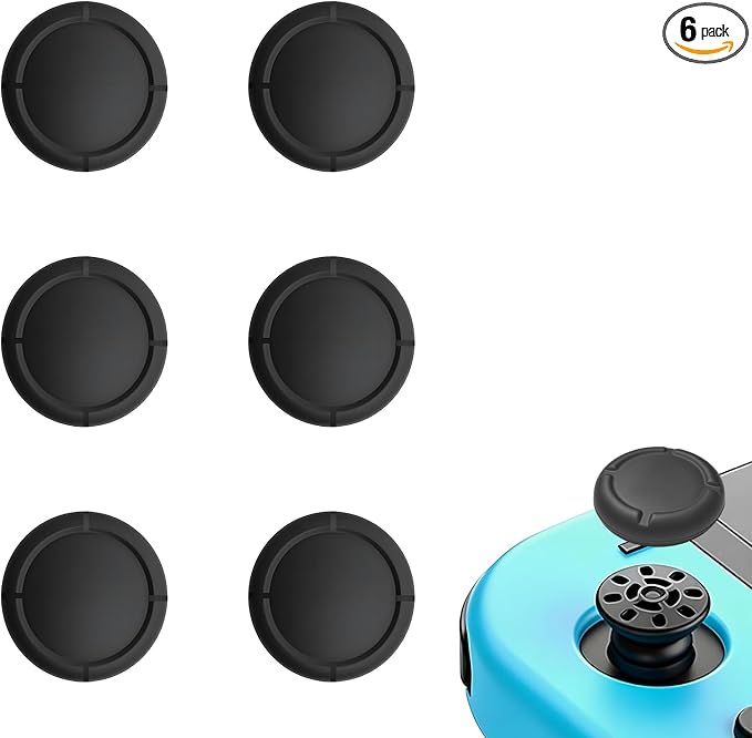 6Pcs Silicone Analog Stick Covers for Nintendo Switch, OLED, Joy-con Controller Thumb Grips, Joystick Replacement Caps
