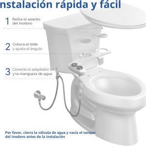 Accesorio de bidé para inodoro, bidé de boquillas retráctiles dobles autolimpiantes, presión de agua ajustable no eléctrica para lavado higiénico trasero y femenino, fácil instalación ultradelgado
